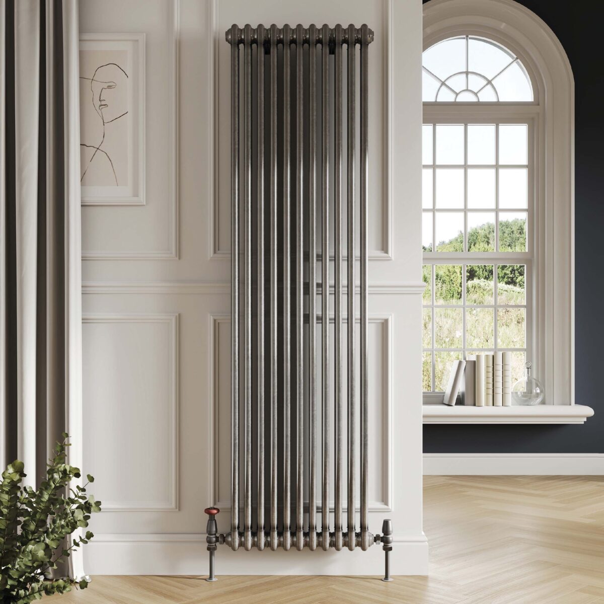 Column Designer Radiator 2 col 1800 x 322mm 7 Sections Raw Metal
